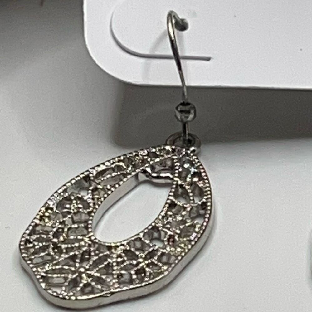 Charming Charlie Silver Dangle Filligree Earrings - Picture 3 of 12